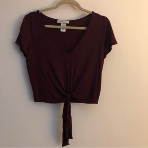 Gaze maroon tie v neck top- size Medium